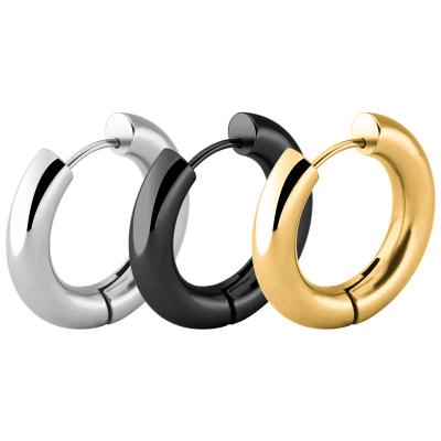 China Casual/Sporty Korean Jewelry Gold Plated Stainless Steel Circle Earring Around Chunky Earrings Men s Jewelry 2020 for sale