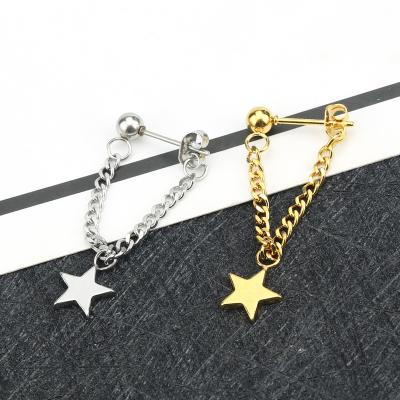 China High Quality Gold Plated Charms Chain Five-pointed Stud Earrings Korean Star Earrings For Women Fashion Pendant Jewelry 2021 for sale