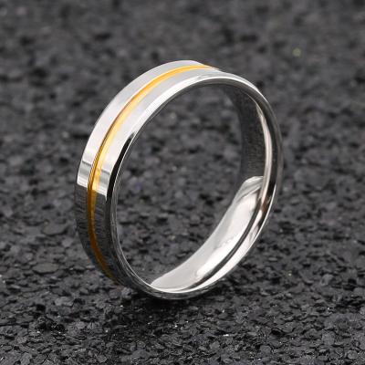 China CLASSIC Explosive Style Slotted Black Titanium Steel Fashion Ring Gold Plated Trend Ring Gold Ring Source for sale