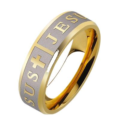 China FASHIONABLE Jesus JESUS ​​titanium steel letter ring stainless steel ring corrosion cross ring for sale