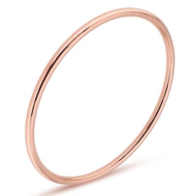 China Stainless Steel Rose Gold Couple Bracelet Jewelry Fashion Bangle Shiny Round Simple Titanium Casual/Sporty Steel for sale