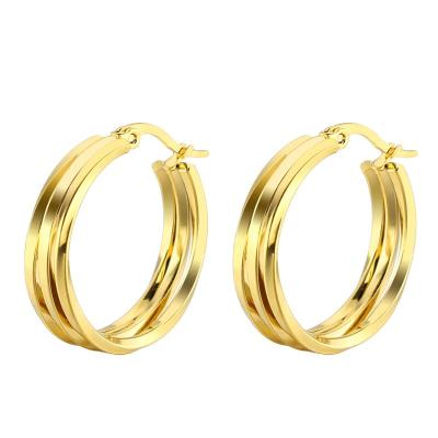 China BOHEMIA Punk Gold Circle Steel Round Hoop Earrings For Women Thick Tube Ring Statement Earring Brincos Female Fashion Jewelry for sale