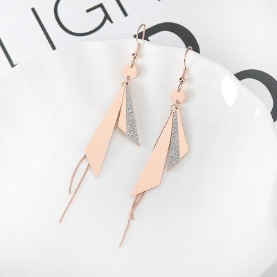 China BOHEMIA earring hooks geometric jewelry rose wholesale fashion pendant long triangle earrings gold charm women jewelry for sale