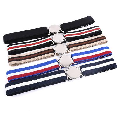 China Fashion Colorful Stripe Mens Womens Elastic Waistband Stretch Waistband Cloth Casual Belts For Jeans Shorts Pants for sale