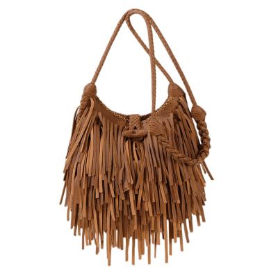 China Multifunctional Fashion Tassel Shoulder Hobo Bag Vintage Fringed Sling Messenger Bags for sale