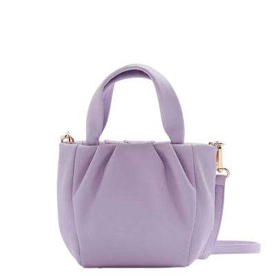 China New Multifunctional Fashionable Pleated Cross - Simple Bucket Tote Bag Elegant Ladies Small Body Shoulder Bag for sale