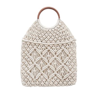 China Fashionable Summer Multifunctional Ladies Beach Tote Shoulder Bag Cotton Rope Casual Handmade Bag for sale