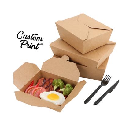 China Recycled Food Containers Disposable Kraft Paper Lunch Box Meal Takeout Boxes For Restaurant Home Packed Takeout Box for sale