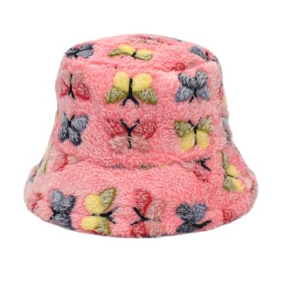 China Character Rabbit Fur Women's Solid Color Fisherman Hats Solid Color Thick Warmth Bucket Hat Custom Thick Fluffy Winter for sale