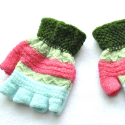 China Outdoor Warm Sale OEM Kids Warm Autumn Winter Knitted Crochet Knit Fingerless Gloves for sale