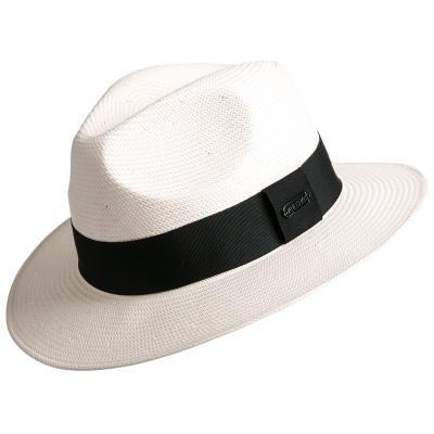 China Character Women's Wide Brim Straw Panama Roll Up Fedora Hat Beach Sun Straw Hat for sale