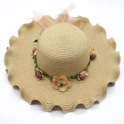 China Sunproof Women Wide Brim Beach Hat Bowknot Foldable Summer Sun Hat Straw Hat for sale