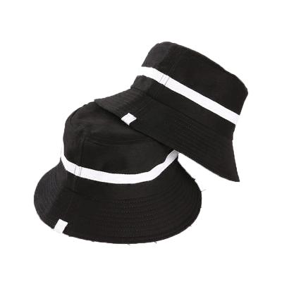 China Character Black And White Stripe Summer Hat Unisex Foldable Bucket Hat for sale