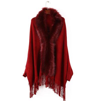 China Cashmere Women's Winter Cashmere Shawl For Evening Party Faux Fur Coat Cloak Shawl for sale