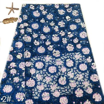 China Organic Nigerian Lace Fabric 2020 2021 Sequin Flower Fabrics Embroidered Fabric For Women Dress for sale