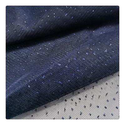 China Shiny Nigerian Wedding Navy Blue Glitter Tulle Mesh Korea Lace Vivid Full Lace Fabric Glitter For Dresses for sale