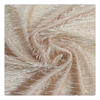 China Shrink-resistant 100% fluffy and soft knitted black gold fringe running woman lot polyester fabric for sale