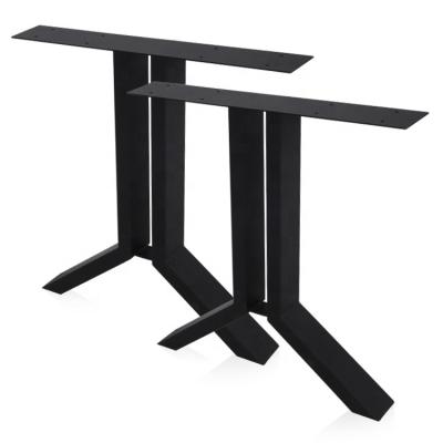 China Restaurant Furniture Modern Design Cast Iron Dining Table Stable Hot Leg Matel for sale