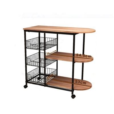 China Sustainable Wooden Kitchen Storage Racks Metal Kitchen Appliances Storage Rack Cabinet for sale