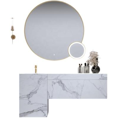 China Water Resistant Environmental Friendly Hotel Materials Modern Countertops Bathroom Cabinets Floating Marble Vanity for sale