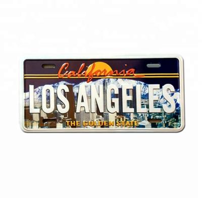 China Europe Los Angeles California Metal Magnet Tin Sign Mini Embossed Aluminum Tag for sale