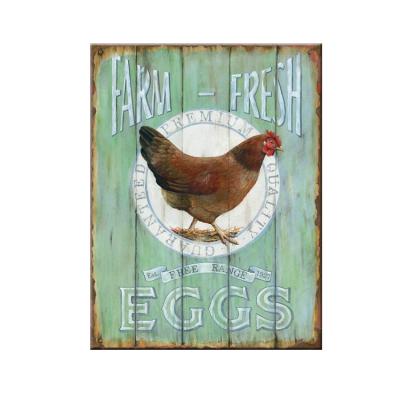 China Outdoor Home Fresh Chain Free Eggs Farm Decor Retro Europe Country Vintage Tin Bar Sign for sale