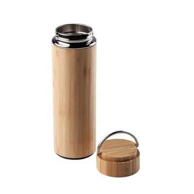 China Sustainable Hot Selling Bamboo Water Bottle Double Wall Thermal Water Bottle Shell Stainless Steel Water Bottle for sale