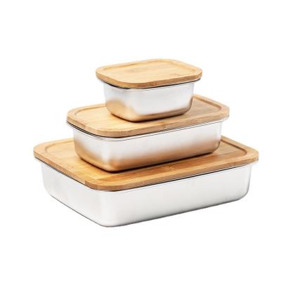 China 600ML Food Grade Kitchen Use Square Heatable Storage Jar Rectangular Bento Lunch Box With Bamboo Lid For Lunch for sale