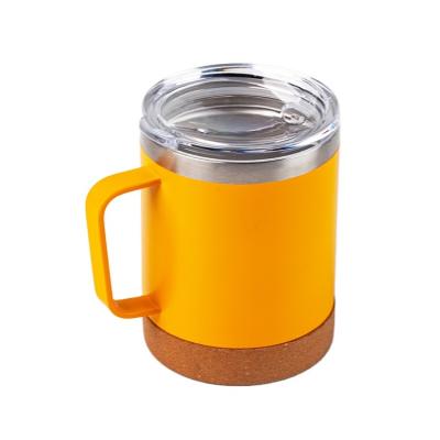 China Business Premium 12 Ounce Stainless Steel Insulated Coffee Mug With Double Handle Wall Vacuum Beer With Slide Lid for sale