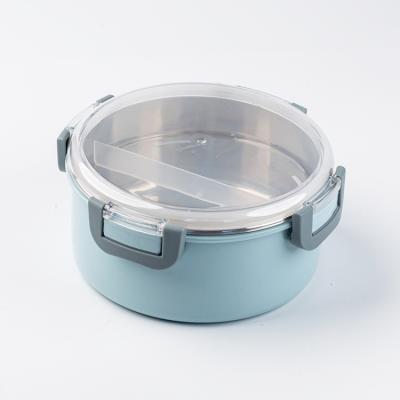 China Eco-friendly Round PP Lunch Box Large Capacity Freshness Keeping Stainless Steel Bento Box For Home School for sale