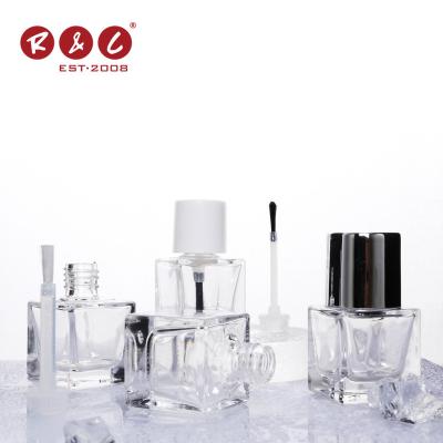 China 15ml Gel Nail Polish Bottle With Brush Design Empty New Custom Clear Square Mini Brush Design Empty Glass Nail Polish Bottle 10ml 15ml Nail Polish Bottle Fashionable Glass Bottle With Brush for sale