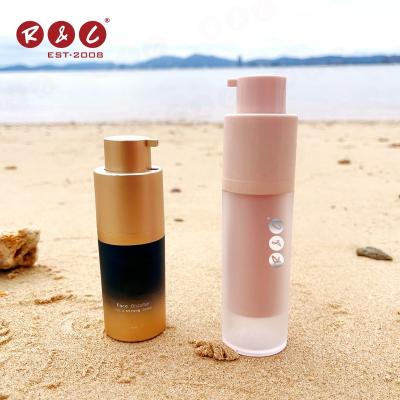 China 30ml 50ml Cosmetic Stock Silver Aluminum Custom White Plastic Lotion Cream Airless Pump Bottle for sale