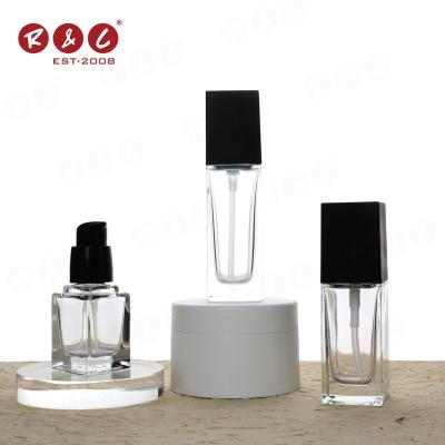 China Quality Reasonable Price Cosmetic Hot Selling Organic Custom Or Standard Mini Square Pump Glass Foundation Bottle Packaging for sale