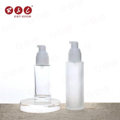 China Cosmetic Hot Sale Frosted Cap Round Custom Promotional OEM 30Ml 50Ml Cheap Personalized Basic Frosted Glass Bottle for sale