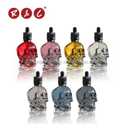 China Cosmetic Unique Shaped Glass Dropper 30ml 60ml 120ml Skull Glass Bottle for sale