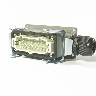 China Application: 4 fiber contact male female connection housing with side stirruns HAN Bulkhead Rectangular Connector for sale