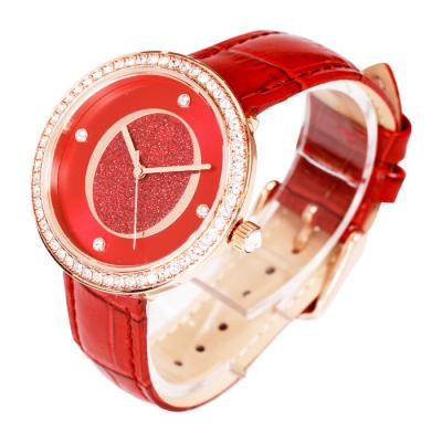 China 2022 new design women leather strap day/quartz casual analog watch diamond quartz women luxury crystal wristwatch for sale