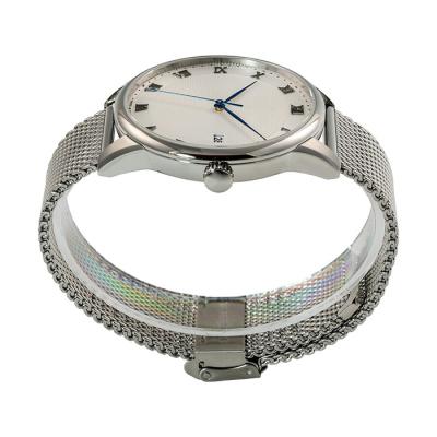 China Wholesale Custom High Quality Automatic Business Watch Ultra-Thin Date Water Resistant Metal Mesh Band Wrist Watch for sale