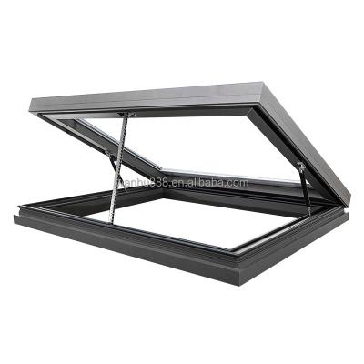 China Automatic Motorized Smart Sliding Skylight Waterproof Double Glass Skylight Design With Sunshade for sale