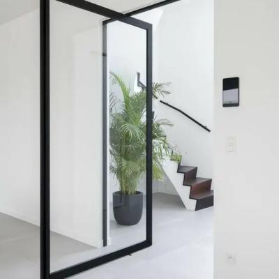 China Contemporary Modern house customized Design Aluminium Glass Pivoting Large Wrought Iron Aluminum Center Pivot Door for sale