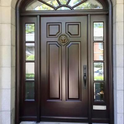 China Contemporary Modern customized double glass Large Wrought Iron Pivot Door with Entrance Glass Steel Front Entry Door for Business or Home for sale