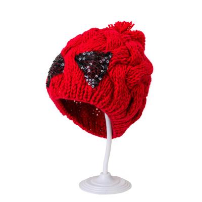 China New Fashion Women's Hat Thickened Soft Cute Ball Cap Student Knitting Large Cap for sale