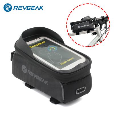 China PU Leather Waterproof Adjustable Holder Wholesale Universal Bike Handlebar Tube Bag REYGEAK Bicycle Accessories GPS GPS Mobile Phone Holder for sale