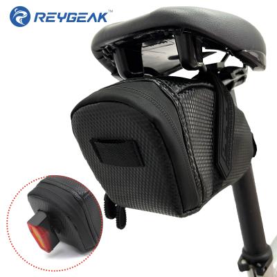 China PU Leather REYGEAK Bicycle Parts Tail Bag Tube Bag Rainproof Bike Bracket Pack Saddle Bag Splash Shell Hard Waterproof PU Universal for sale