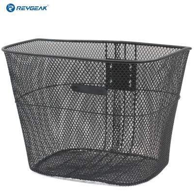 China REYGEAK Iron Bicycle Accessories Waterproof Black Strong Recycling Bike Front Basket Riding Vegetable Storage Equipment for sale