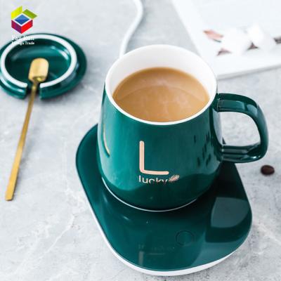 China Viable Creative Promotional Gifts Smart 55 Degree Constant Temperature Heating Office Mug Customizable Logo Pattern Ceramic Mug for sale