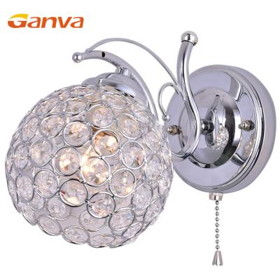 China Modern Fine Painting E27 Chrome Glass Iron Pendant Crystal Modern Wall Lamp for sale