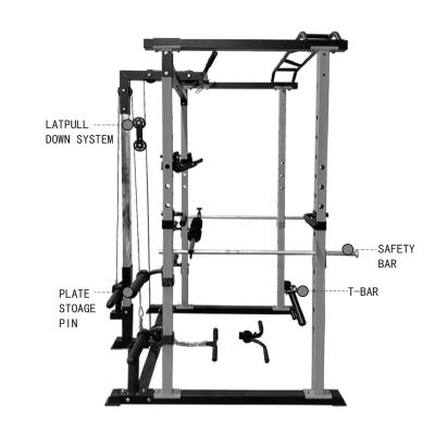 China Customizable FlagWorld Home Indoor Gym Multifunctional Squat Rack Power Weightlifting Train Station with Bird Pulley Cable System for sale