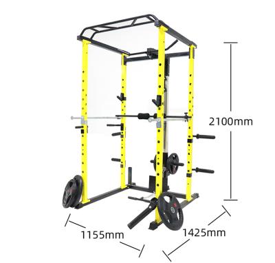 China FlagWorld Indoor Power Rack Multifunctional Strength Rack Smith Machine Training Station Power Squat Cage with Safety Bar Pulley Cable System for sale