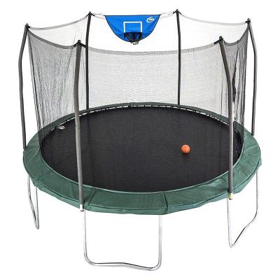 China With Protective Net Trampolines 15 Foot Jump N Dunk Kids Round Trampoline With Fencing-Basketball And Safety Fencing Net for sale